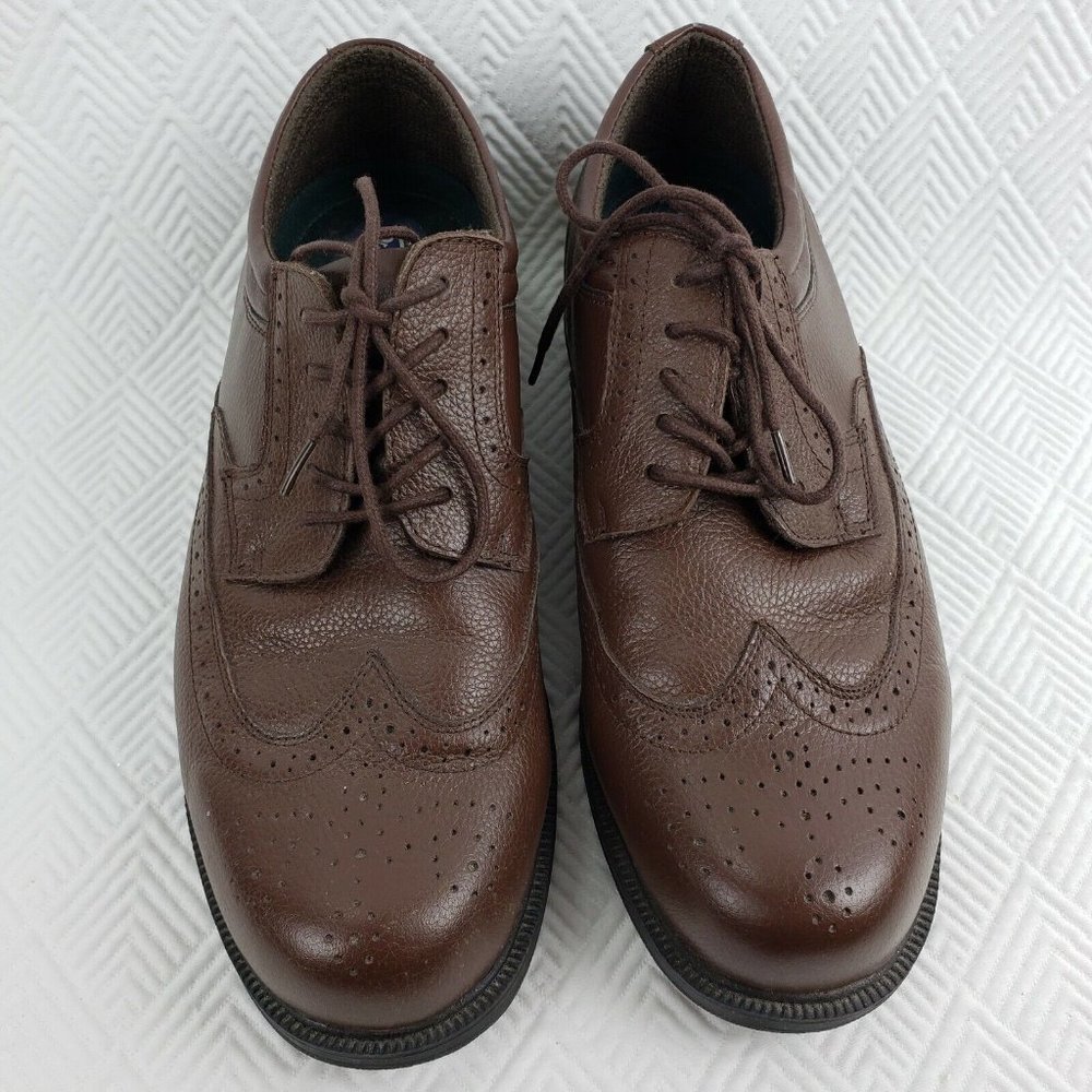 Dr Scholl’s Mens Brown Leather Wing Tip Lace-Up Oxford Dress Shoes Size 9D